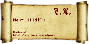 Nehr Milán névjegykártya